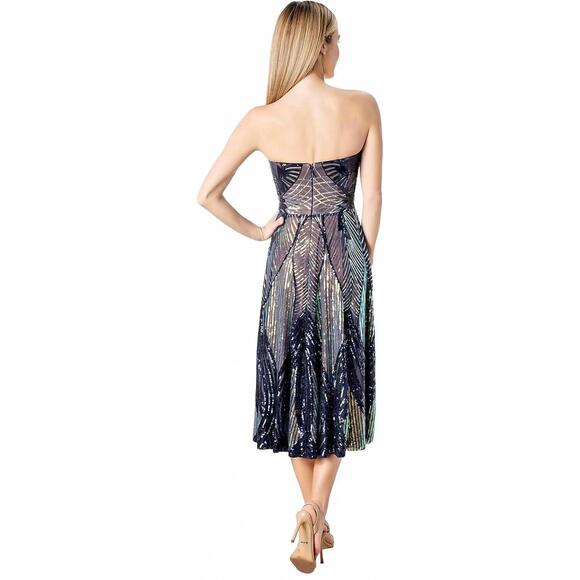 NEW DRESS THE POPULATION women's ruby dress in navy multi